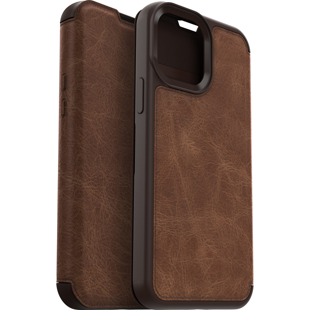 Otterbox - Strada Case wallet hoes - iPhone 13 Pro Max - Bruin + Lunso Tempered Glass Top Merken Winkel